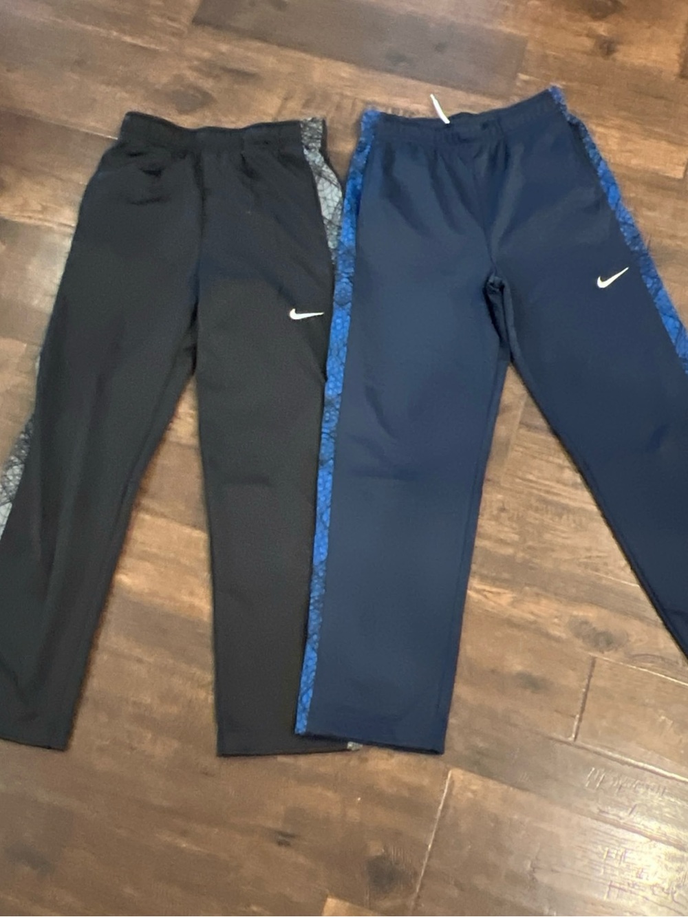 2X- Nike Dri-FIT Youth XL  Black / Blue Athletic Pants Sweatpants Joggers